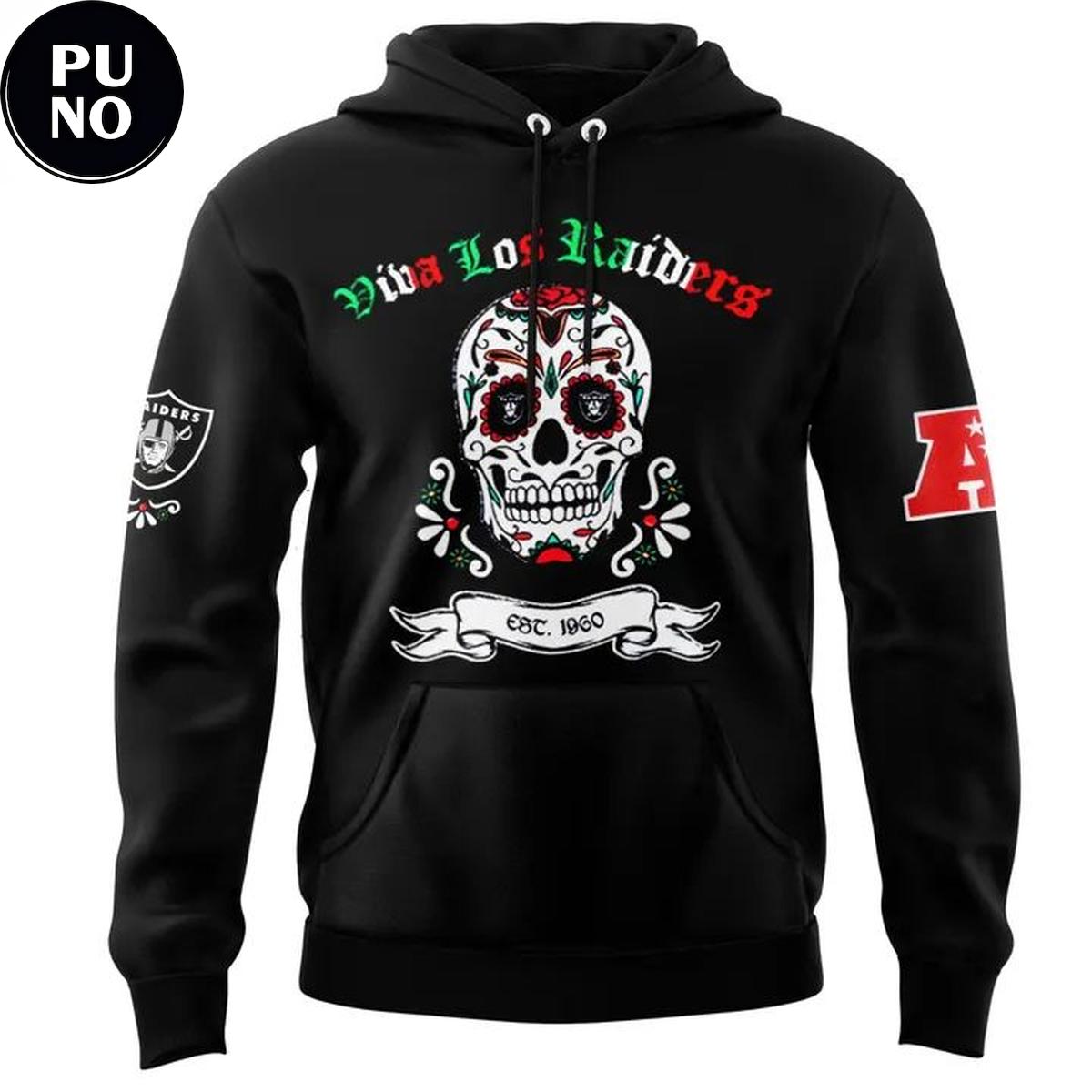 Las Vegas Raiders Viva Los Raiders 2026 Día de los Muertos Sugar Skull Hoodie T-Shirt