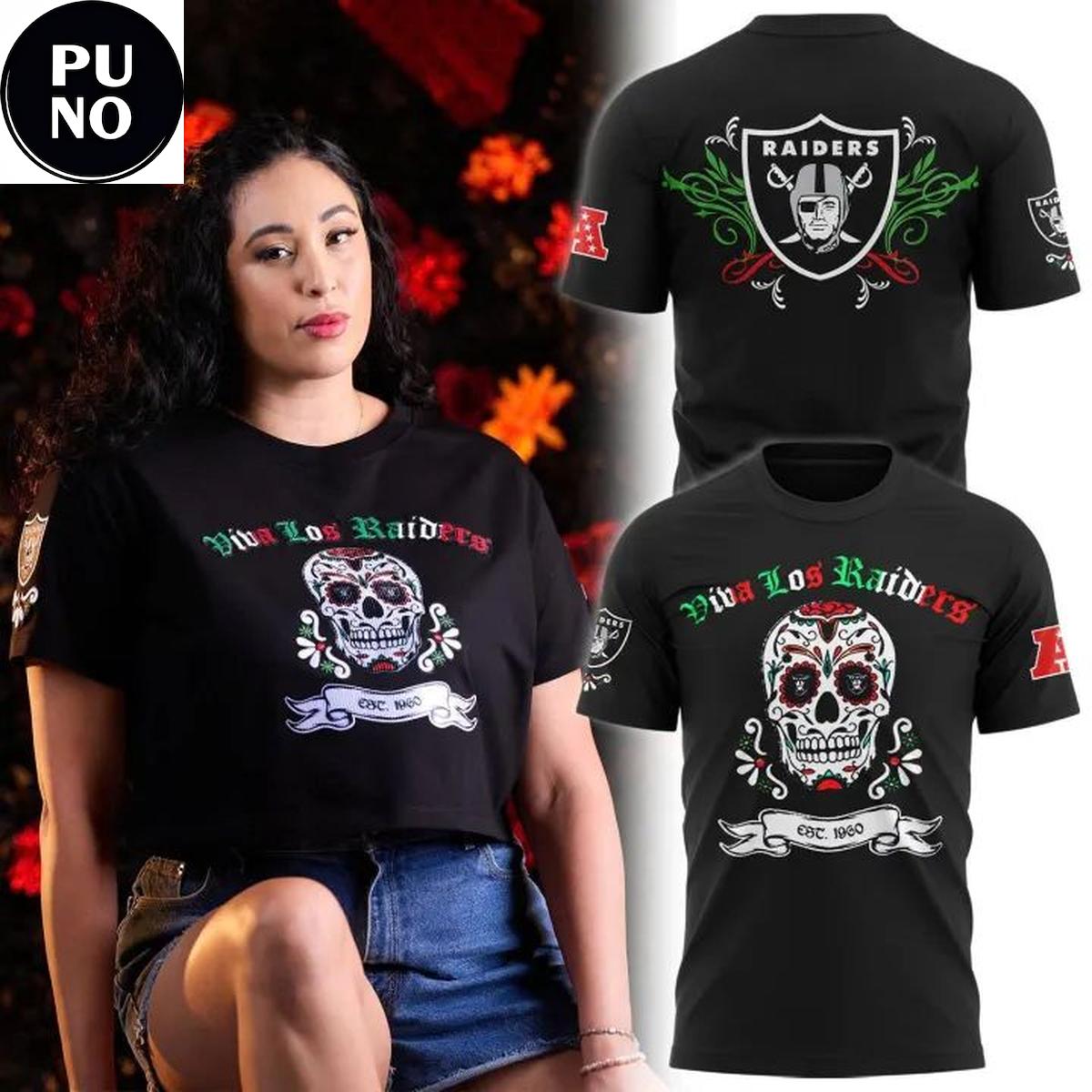 Las Vegas Raiders Viva Los Raiders 2026 Día de los Muertos Sugar Skull Hoodie T-Shirt