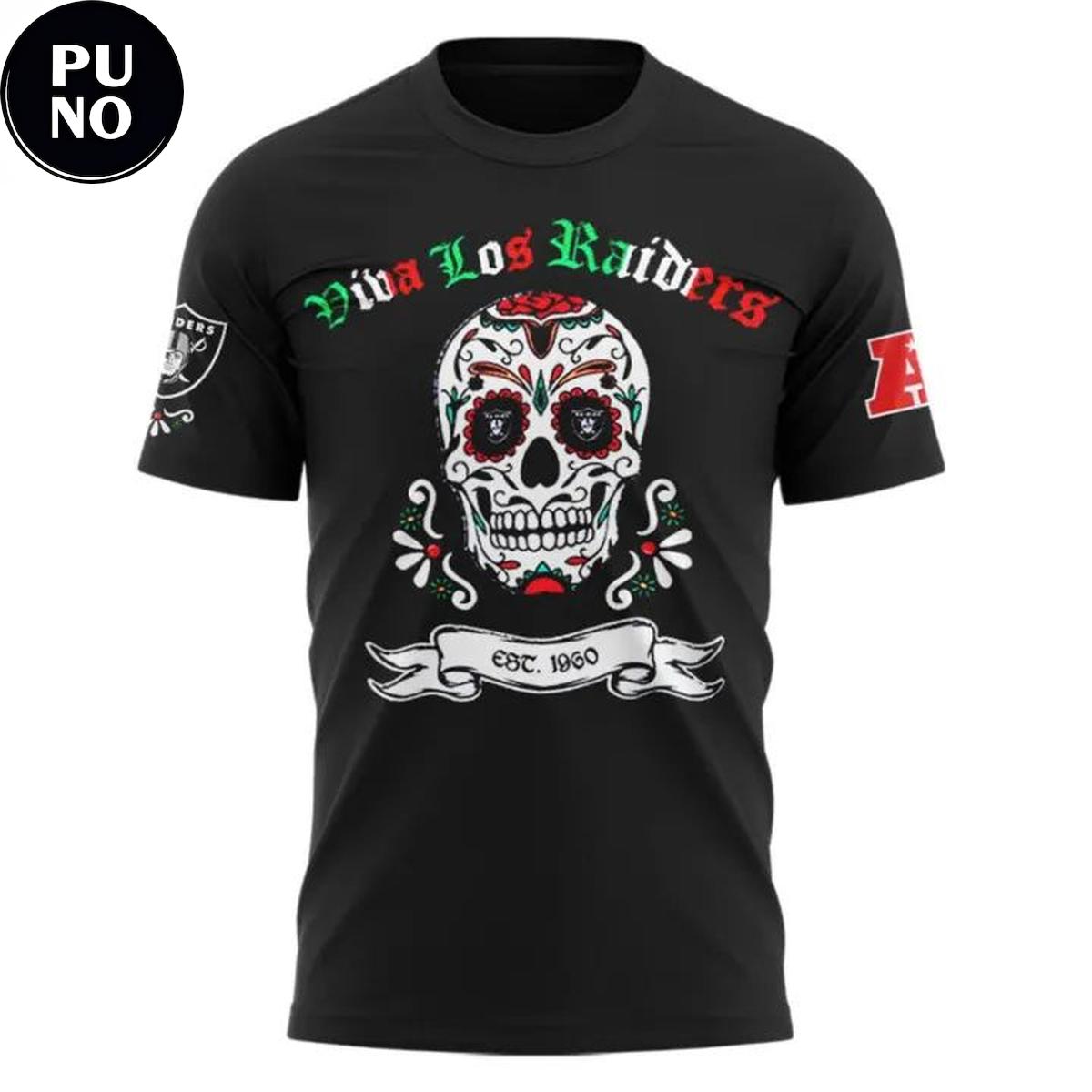 Las Vegas Raiders Viva Los Raiders 2026 Día de los Muertos Sugar Skull Hoodie T-Shirt