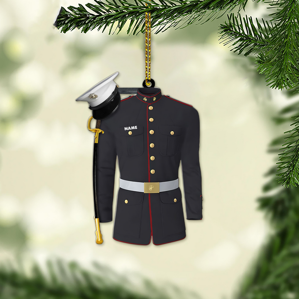 Marine Uniform 2D Flat Ornament - Personalized Custom Shaped Acrylic Ornament - Christmas Gift For Military, Army Dad, Husband