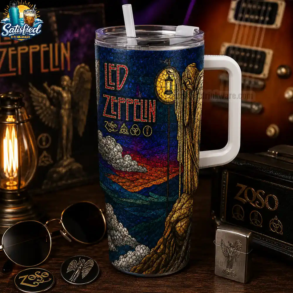Led Zeppelin Rock Band Stainless With Handle Tumbler