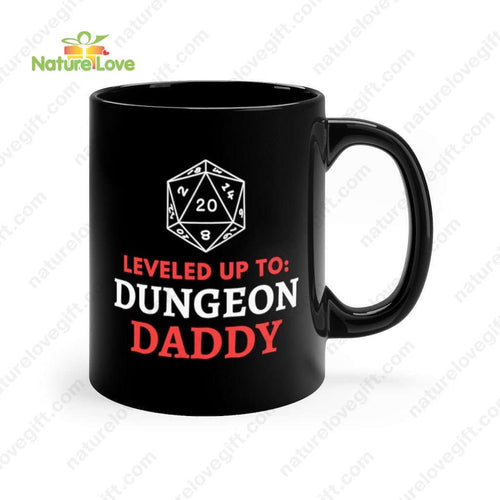 Leveled up to Dungeon Daddy Mug DnD Dungeons and Dragons Ceramic Coffee Gift