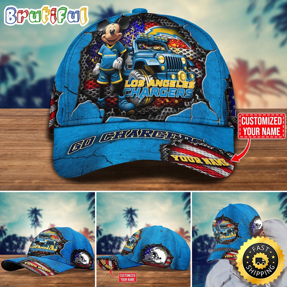 Los Angeles Chargers Baseball Cap Mickey Mouse Customize Cap