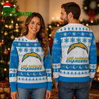 Los Angeles Chargers Bolt Logo Winter Reindeer Ugly Christmas Sweater