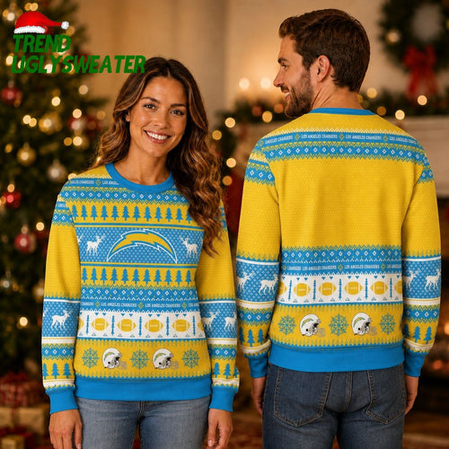 Los Angeles Chargers Football Helmet Ugly Christmas Sweater