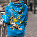 Custom NFL Los Angeles Chargers Hoodie Leggings Rock Paper Scissors Throat Punch I Win Hoodie