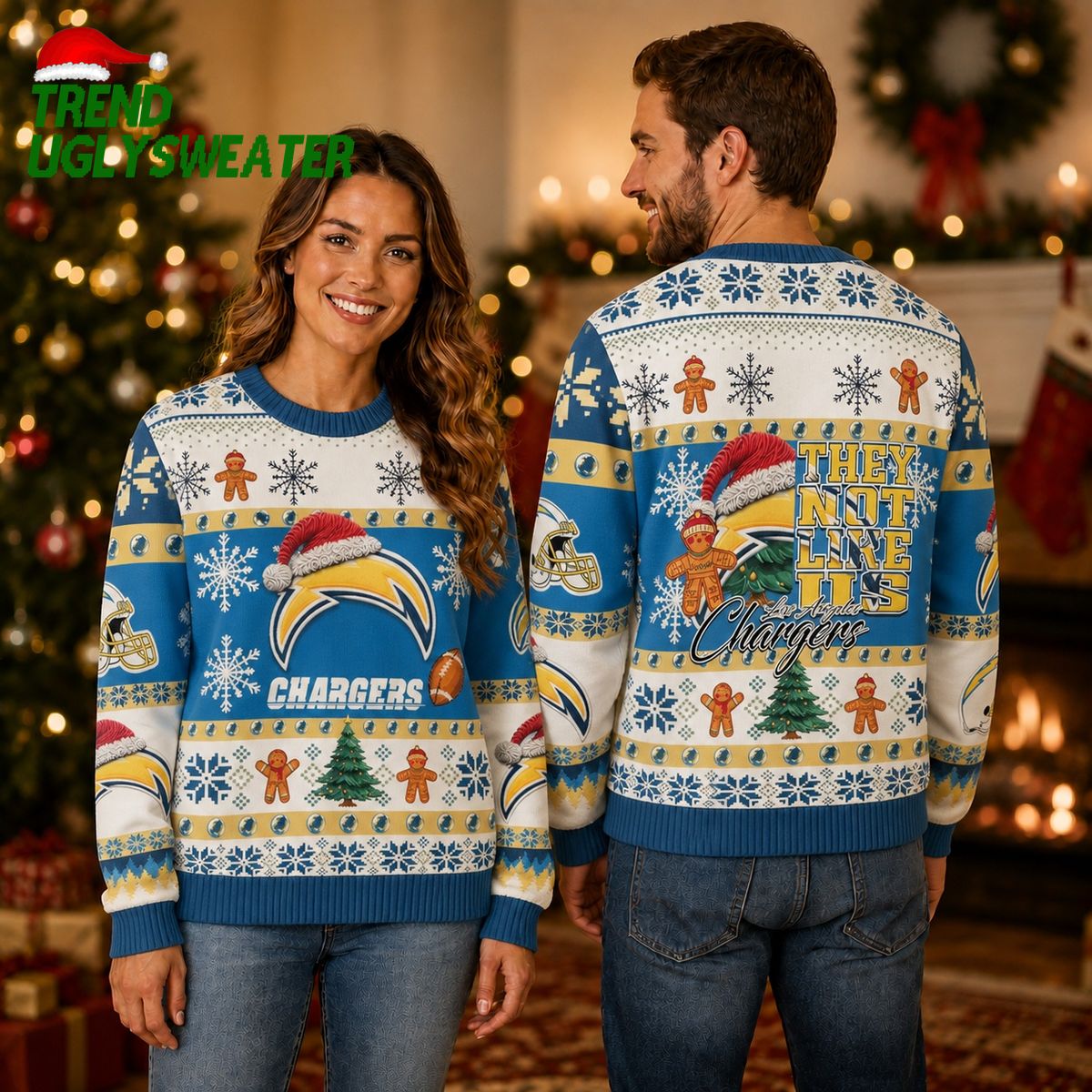 Los Angeles Chargers They Not Like Us Santa Logo Ugly Christmas Sweater