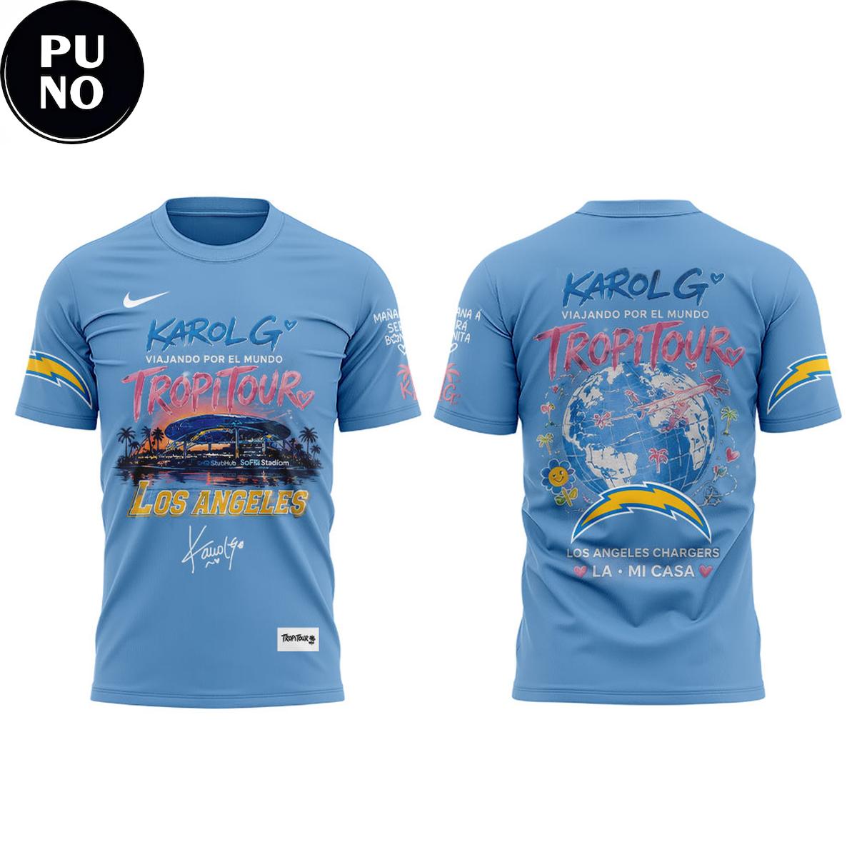 Los Angeles Chargers x Karol G Viajando Por El Mundo Tropitour 2026 Hoodie T-Shirt