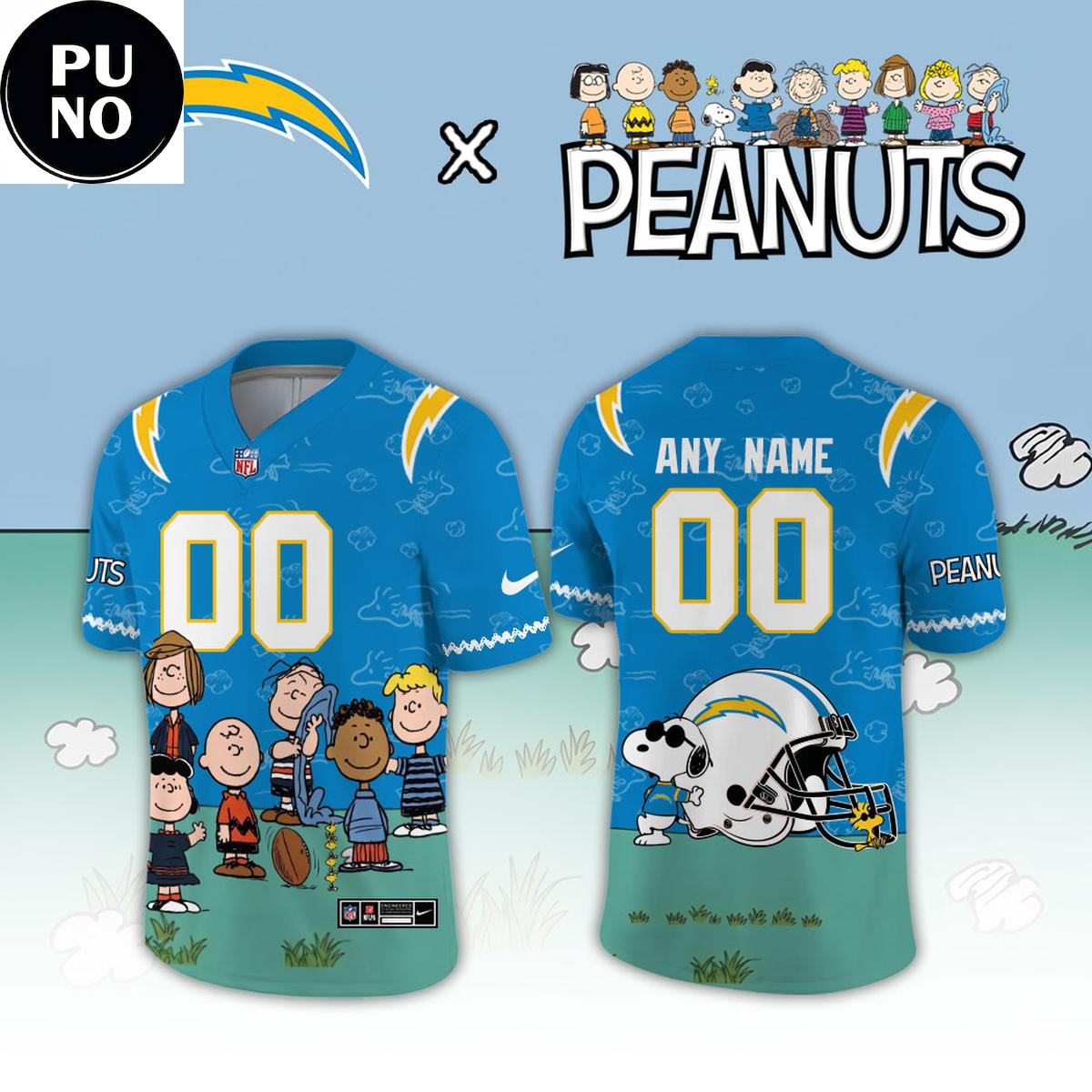 Los Angeles Chargers x Peanuts Night 2026 Personalized Football Jersey