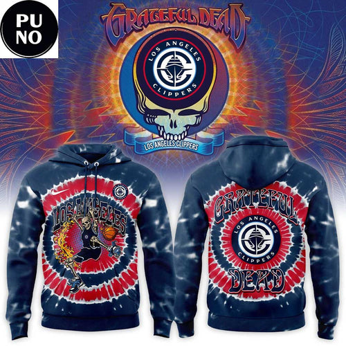 Los Angeles Clippers x Grateful Dead Skeleton Dunker 2026 Tie Dye Hoodie T-Shirt