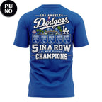 Los Angeles Dodgers 5 In A Row NL West Division Champions 2026 Hoodie T-Shirt