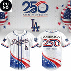 Los Angeles Dodgers America 250 Anniversary 1776-2026 Baseball Jersey