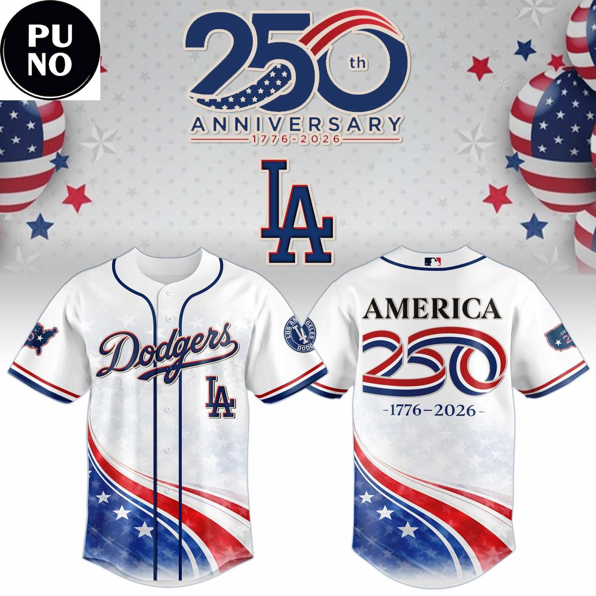 Los Angeles Dodgers America 250 Anniversary 1776-2026 Baseball Jersey