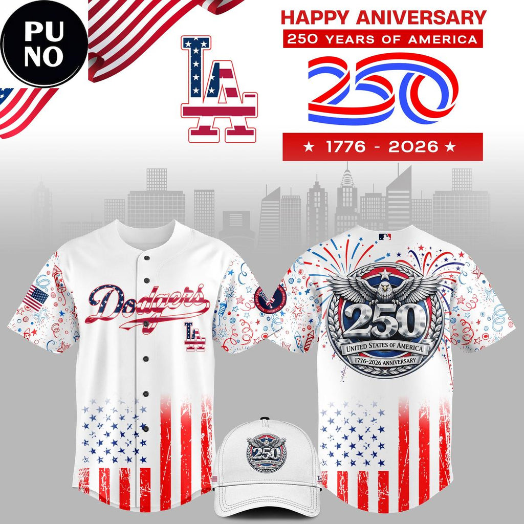 Los Angeles Dodgers Happy Anniversary 250 Years of USA Baseball Jersey