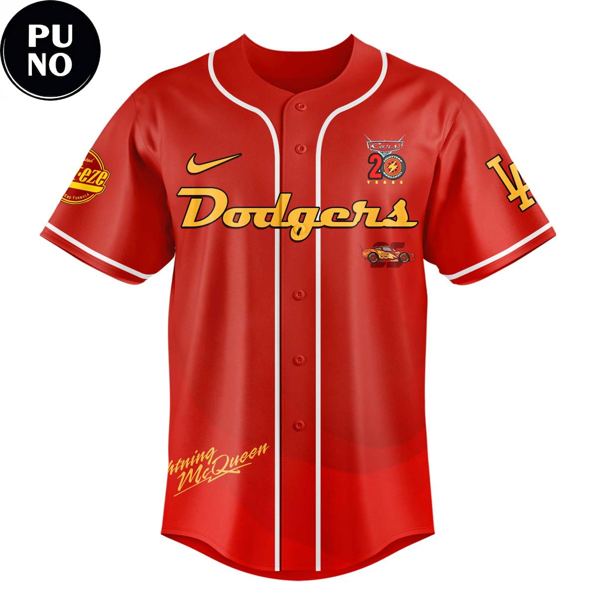 Los Angeles Dodgers x Cars Lightning McQueen 20th Anniversary Baseball Jersey