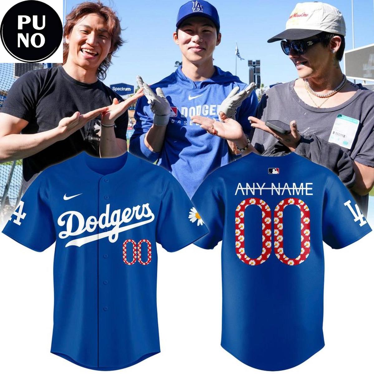 Los Angeles Dodgers x G-Dragon Floral 2026 Personalized Baseball Jersey