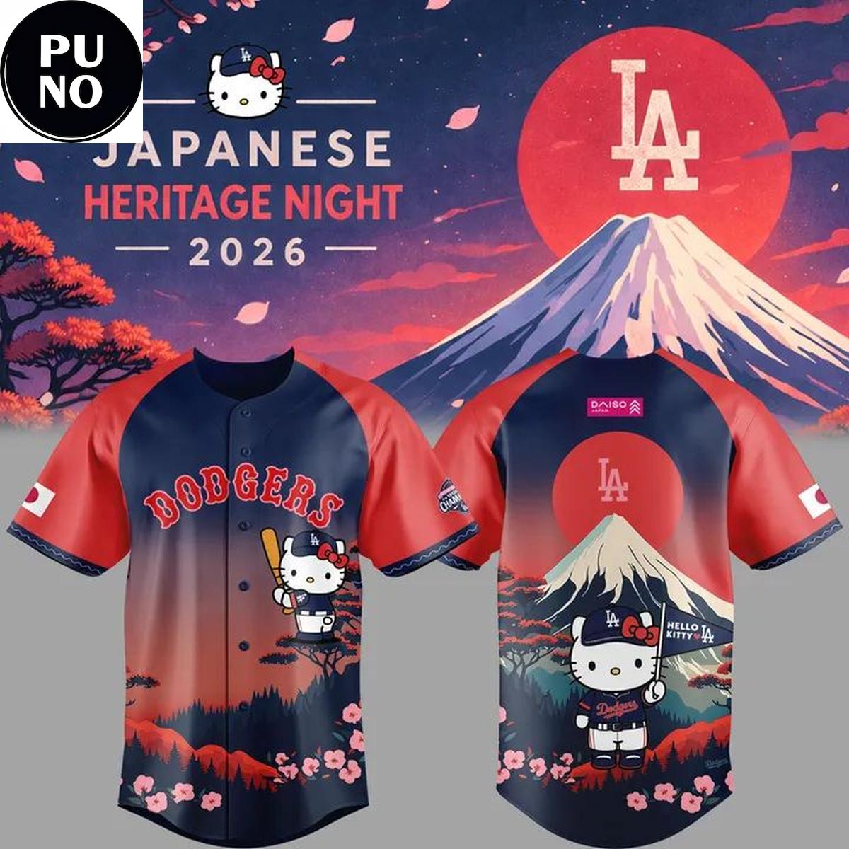 Los Angeles Dodgers x Hello Kitty Japanese Heritage Night 2026 Baseball Jersey