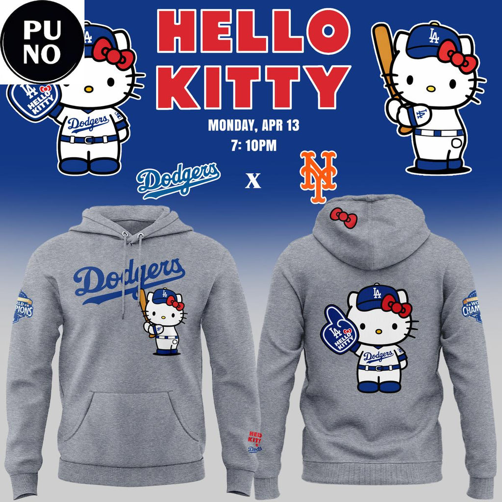 Los Angeles Dodgers x Hello Kitty Night 2026 Gray Hoodie Shirt