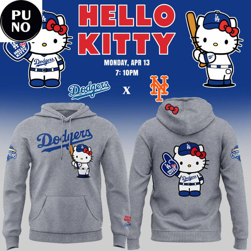 Los Angeles Dodgers x Hello Kitty Night 2026 Gray Hoodie Shirt