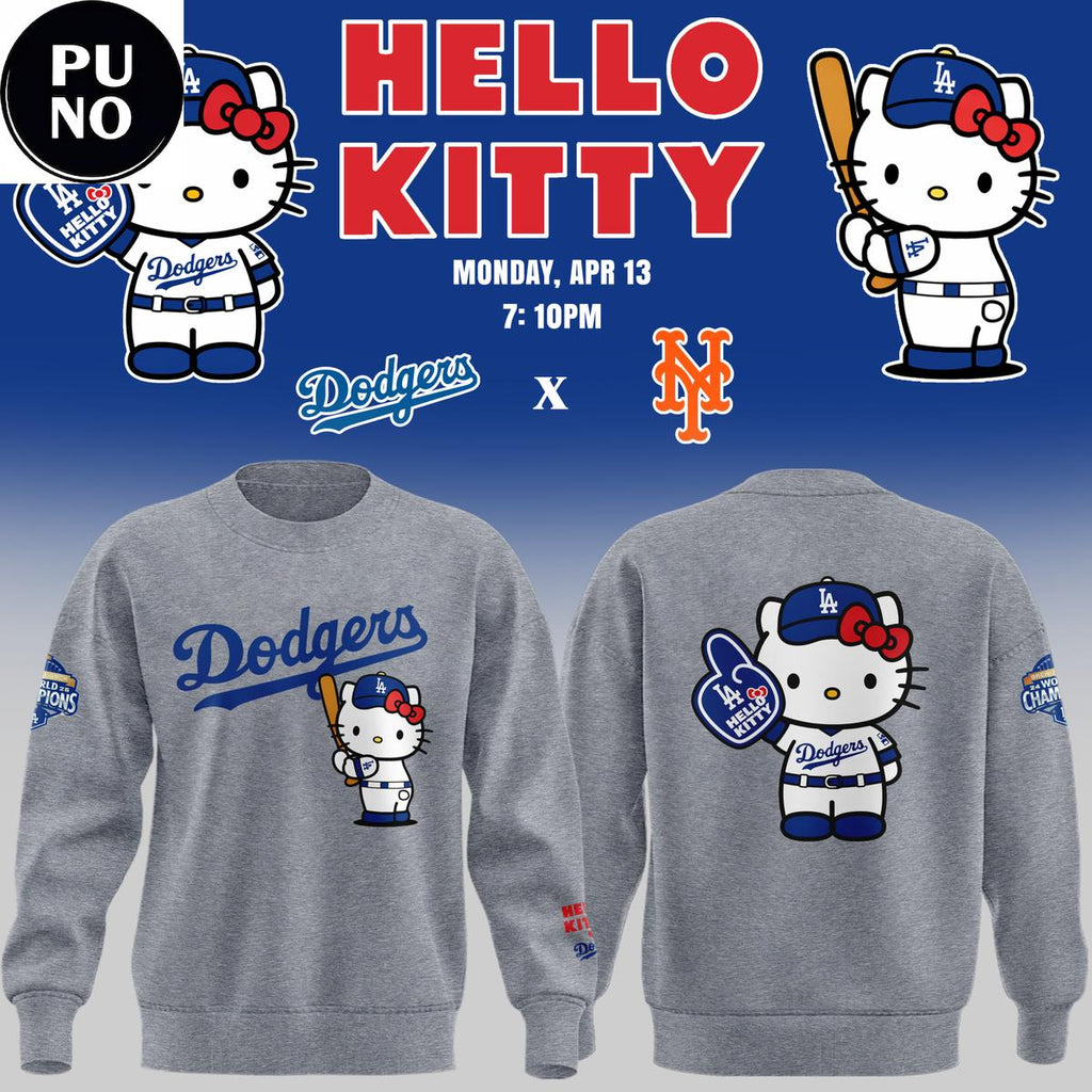 Los Angeles Dodgers x Hello Kitty Night 2026 Gray Hoodie Shirt