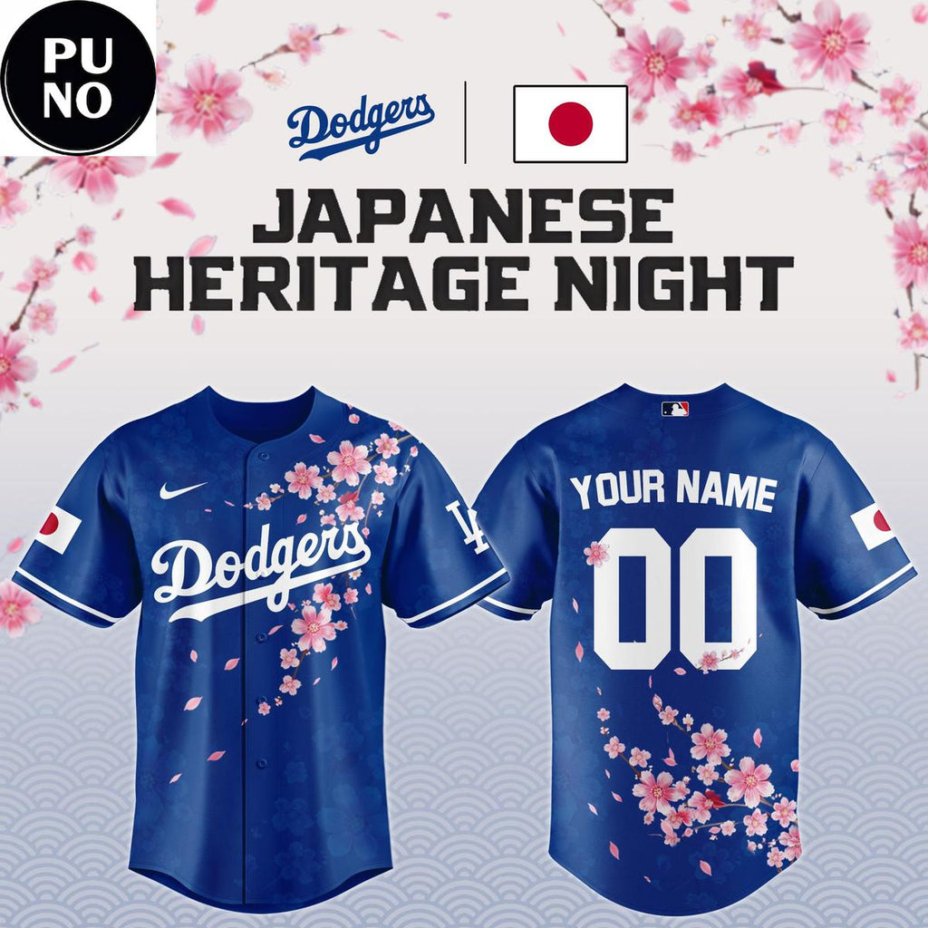 Los Angeles Dodgers x Japanese Heritage Night 2026 Sakura Bloom Personalized Baseball Jersey