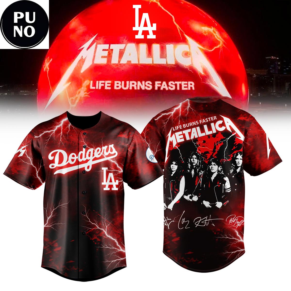 Los Angeles Dodgers x Metallica Life Burns Faster 2026 Baseball Jersey