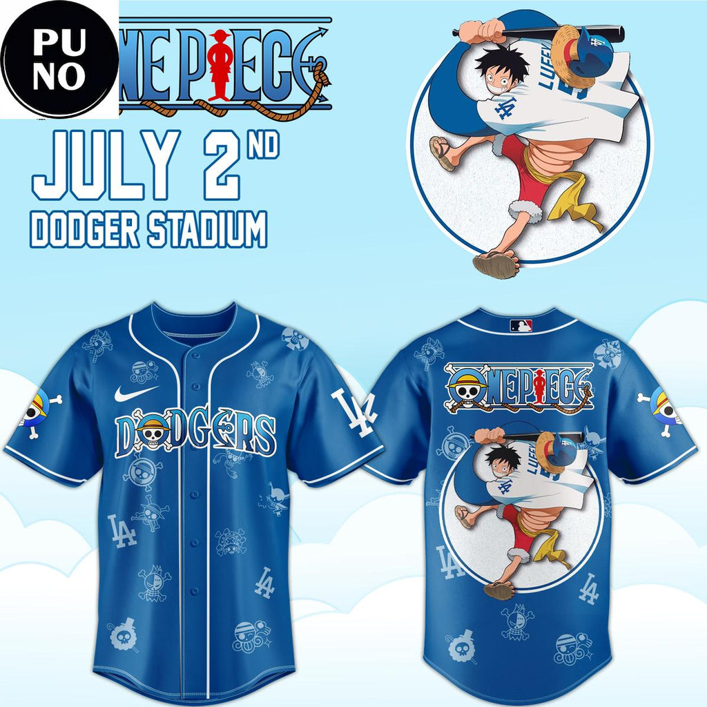 Los Angeles Dodgers x One Piece Night 2026 Monkey D. Luffy Baseball Jersey