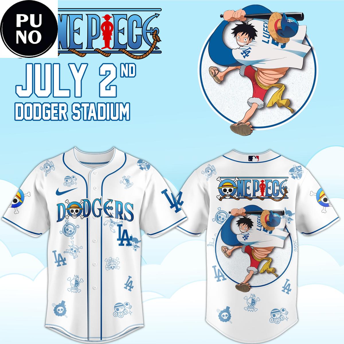 Los Angeles Dodgers x One Piece Night 2026 Monkey D. Luffy Baseball Jersey