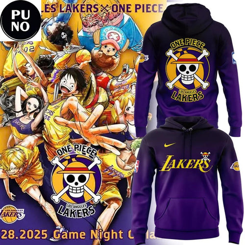 Los Angeles Lakers x One Piece Night Half Black Hoodie