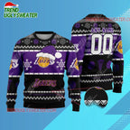 Personalized Los Angeles Lakers Snowy Slam Dunk Ugly Christmas Sweater