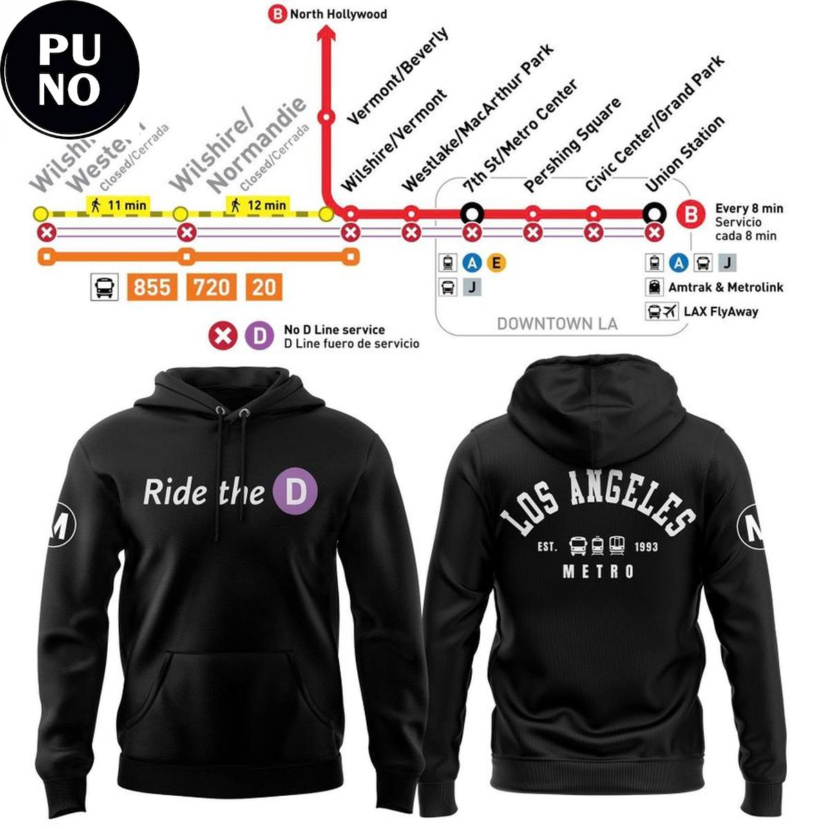 Los Angeles Metro Ride The D Est. 1993 Hoodie Shirt