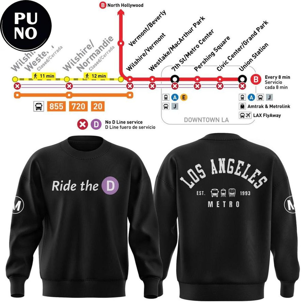 Los Angeles Metro Ride The D Est. 1993 Hoodie Shirt