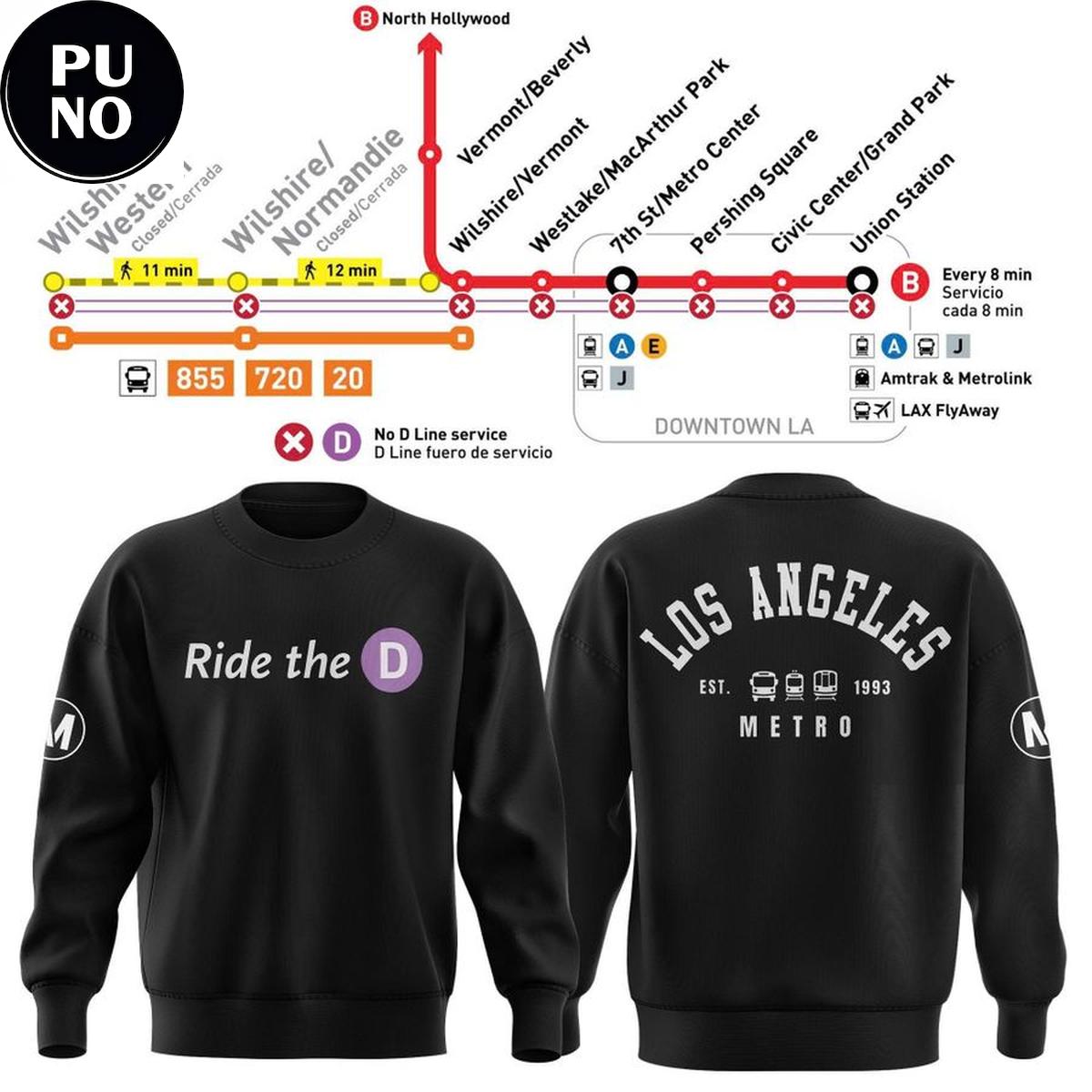 Los Angeles Metro Ride The D Est. 1993 Hoodie Shirt