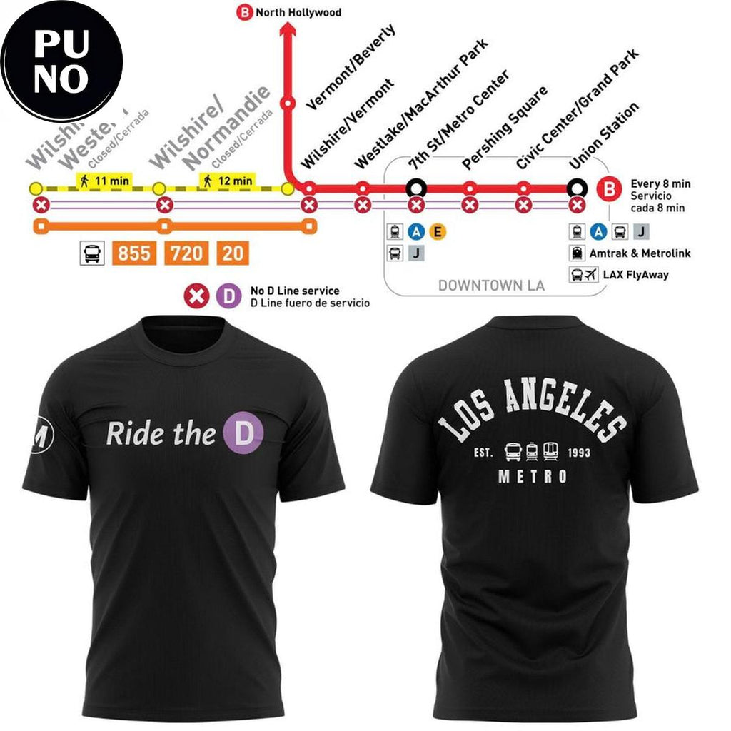 Los Angeles Metro Ride The D Est. 1993 Hoodie Shirt