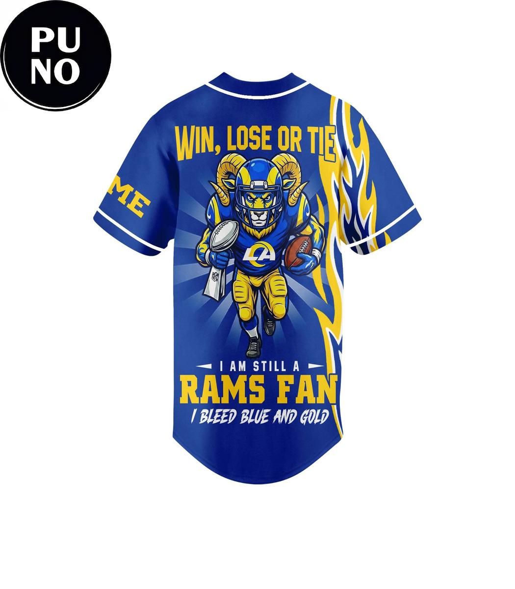 Los Angeles Rams 2026 I Bleed Blue And Gold Personalized Baseball Jersey
