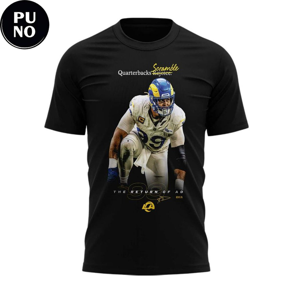 Los Angeles Rams Aaron Donald 2026 Quarterbacks Scramble T-Shirt
