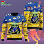Los Angeles Rams Baby Yoda Hug The Ball Christmas Ugly Sweater