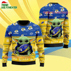 Los Angeles Rams Baby Yoda Hug The Ball Christmas Ugly Sweater