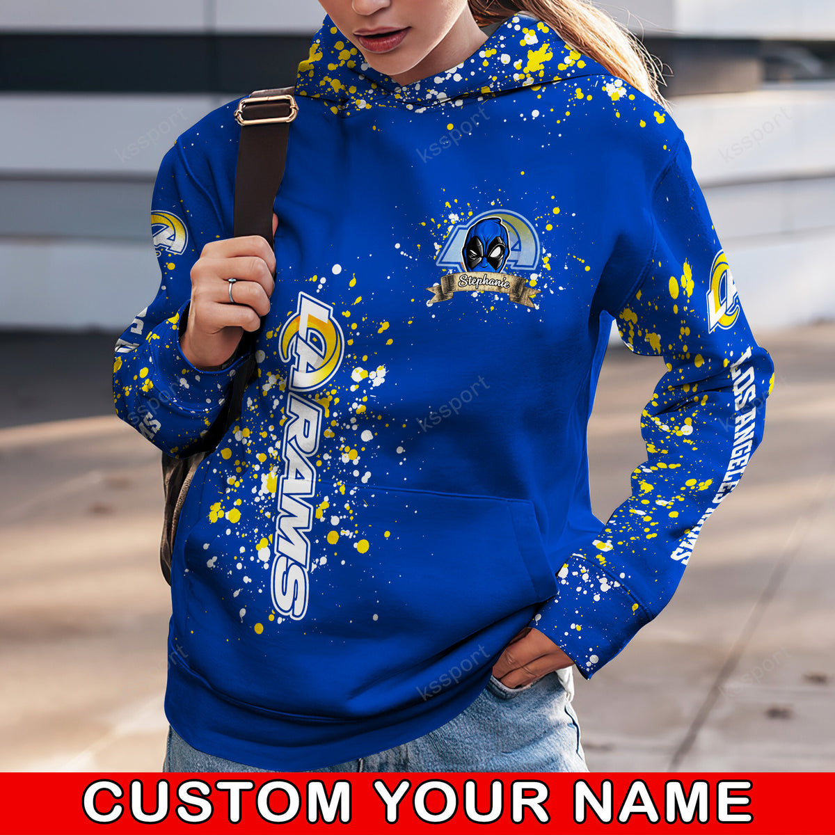 Custom NFL Los Angeles Rams Hoodie Leggings Rock Paper Scissors Throat Punch I Win Hoodie