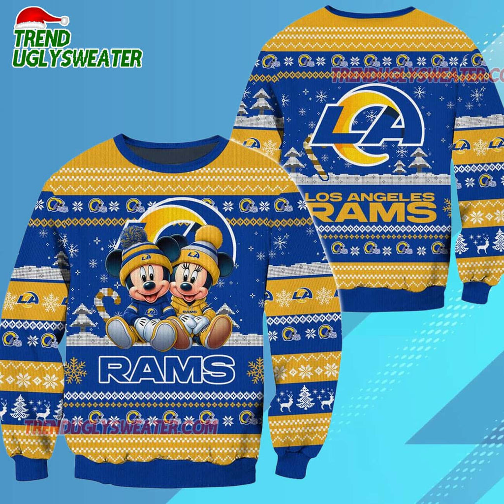 Los Angeles Rams NFL Mickey Minnie Ugly Christmas Sweater