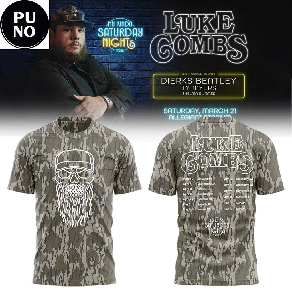 Luke Combs My Kinda Saturday Night Tour 2026 Mossy Oak Greenleaf Hoodie T-Shirt