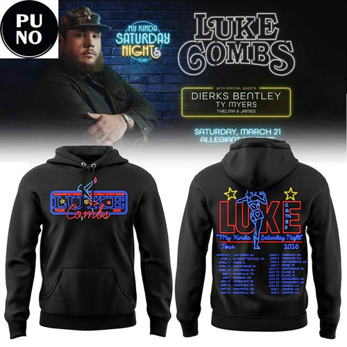 Luke Combs My Kinda Saturday Night Tour 2026 Schedule Neon Hoodie T-Shirt