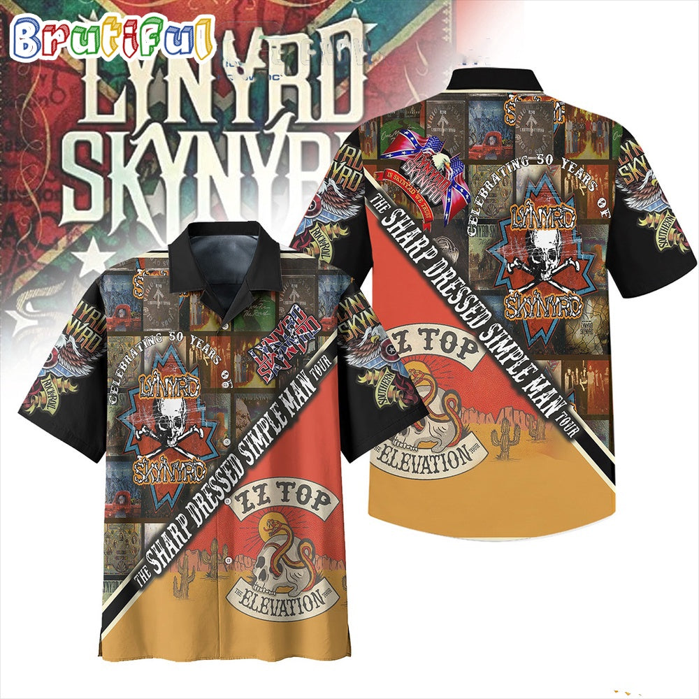 Lynyrd Skynyrd The Sharp Dressed Simple Man 2024 Tour ZZ Top Hawaiian Shirts