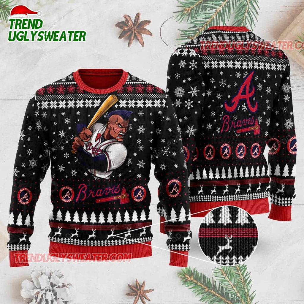 MLB Atlanta Braves Snowy Batting Ugly Christmas Sweater