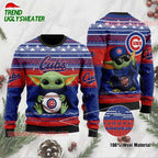 MLB Chicago Cubs Baby Yoda Baseball Ugly Christmas Sweater