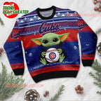 MLB Chicago Cubs Baby Yoda Baseball Ugly Christmas Sweater
