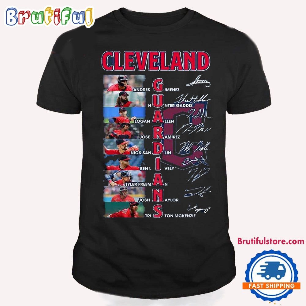 MLB Cleveland Guardians Baseball 2024 Team Line Up Stars Signatures T Shirt