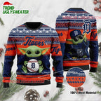 MLB Detroit Tigers Baby Yoda Baseball Ugly Christmas Sweater
