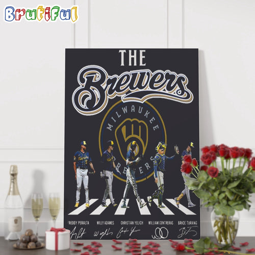MLB Milwaukee Brewers Baseball Go On The Road Signature Wall Art Poster Canvas