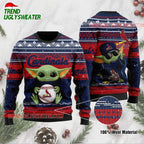 MLB St Louis Cardinals Baby Yoda Baseball Holiday Ugly Christmas Sweater